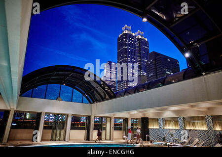 `Downtown Atlanta in Georga USA The Atlanta Marriott Marquis is a 52-story, Marriott hotel in Atlanta, Georgia. Pictured view of Stock Photo